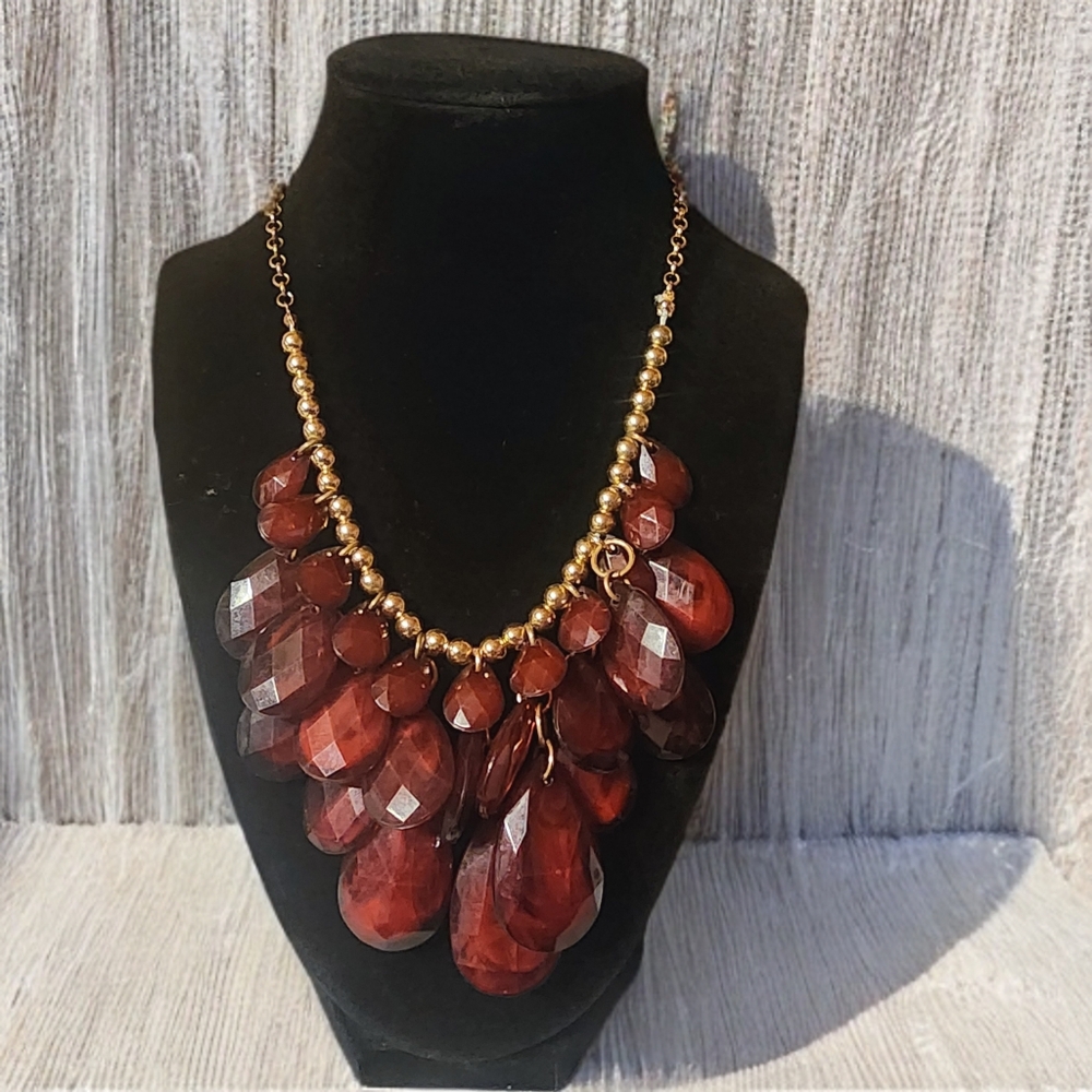 DressBerry Maroon Beaded Statement Necklace